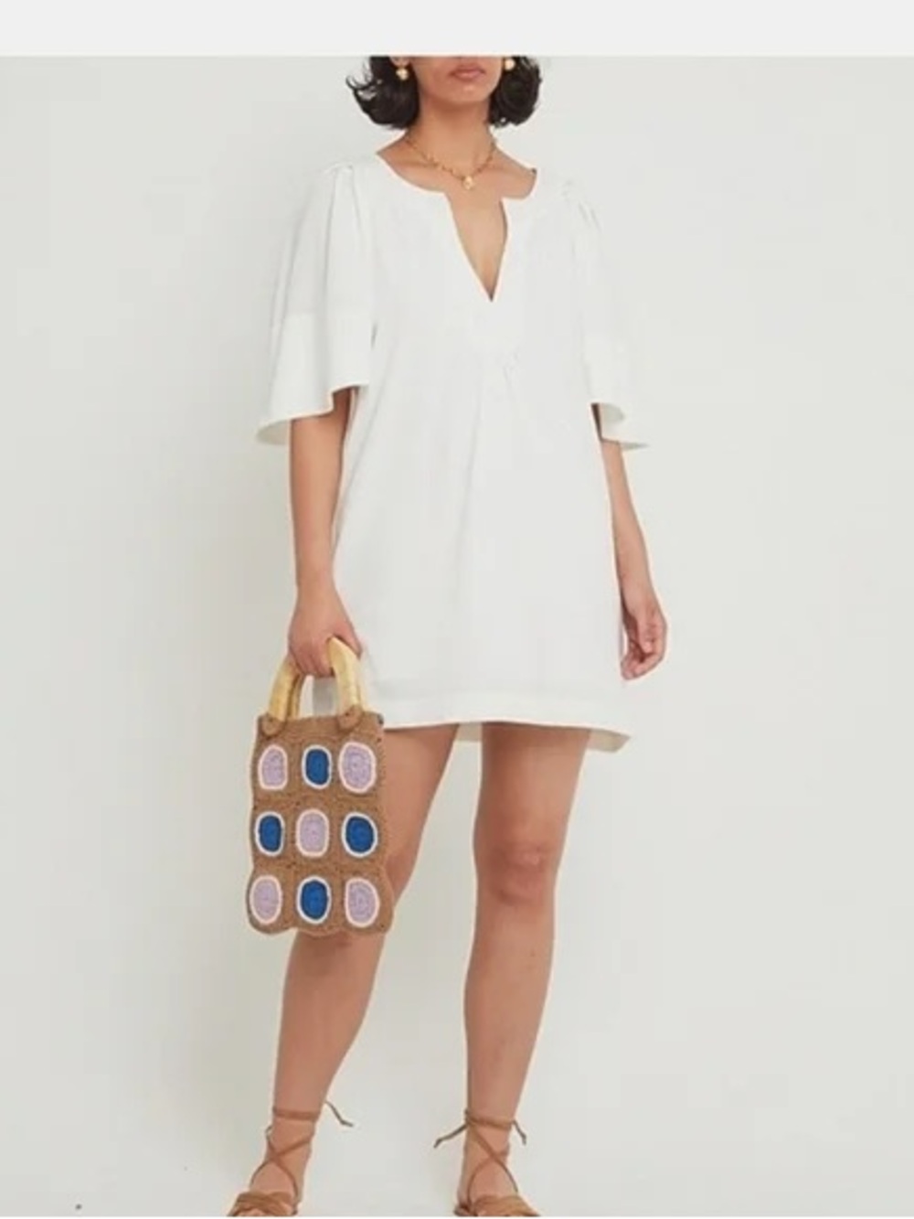 Pomander Place White Finley Dress with flutter sleeves.